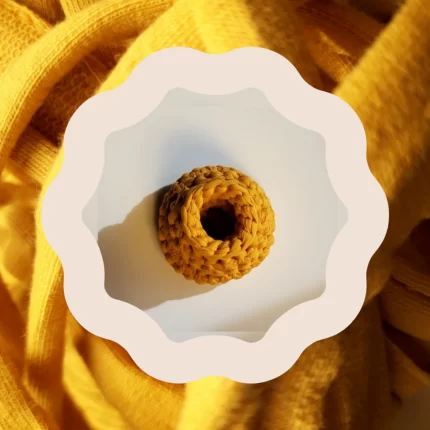 Vase Corinne en crochet fait à la main avec un fil 100% coton recyclé, idéal pour décoration ou fleurs séchées